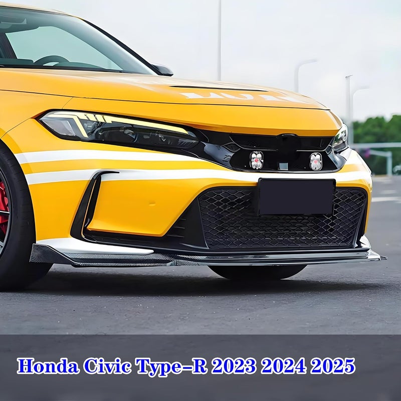 Sts.Ev01 Front Bumper Lip Splitter Spoiler Fit for Honda Civic Type R Type-R 2023 2024 2025, 3pcs Air Dam Chin Body Kit Underbody Lip Accessories (Carbon Fiber Style) - Image 2